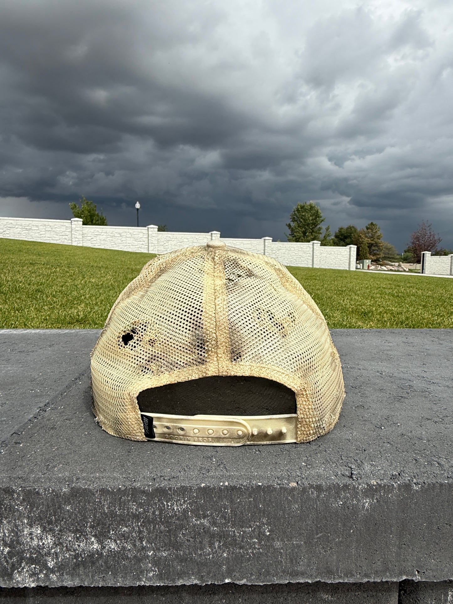 Distressed menace trucker hat